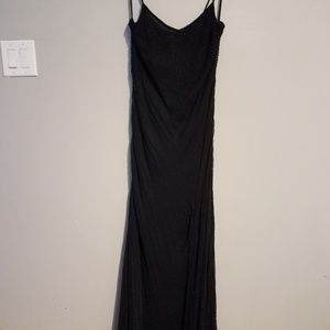 Black silk beaded maxi dress